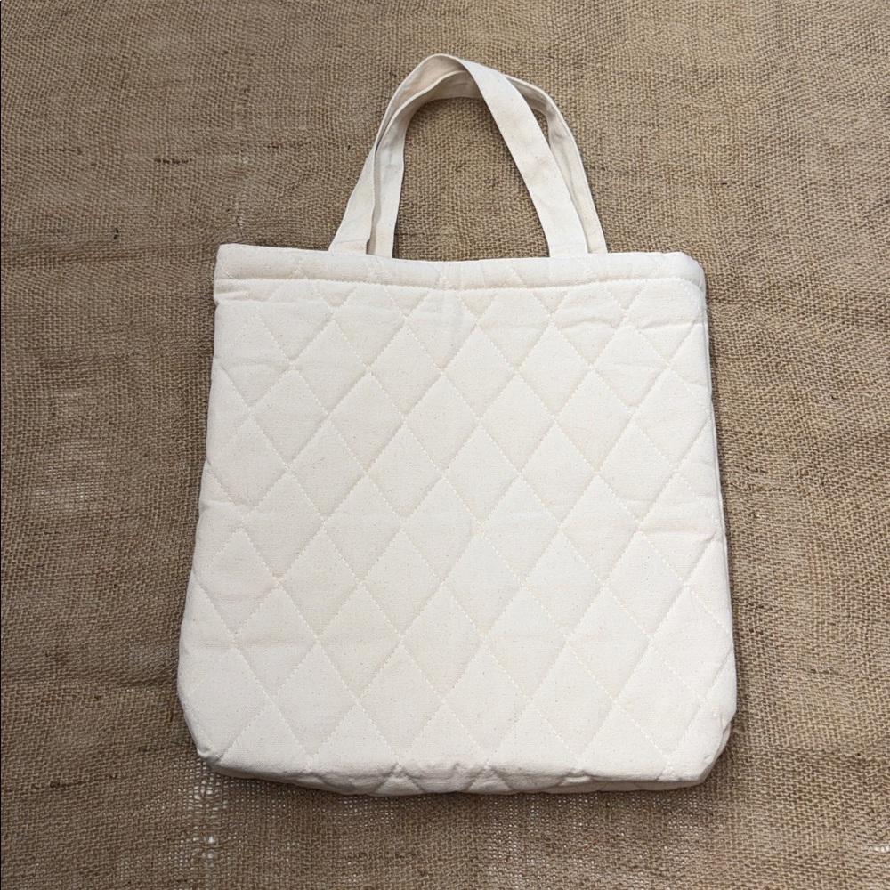 Quilted Beige Tote Bag 100% Cotton